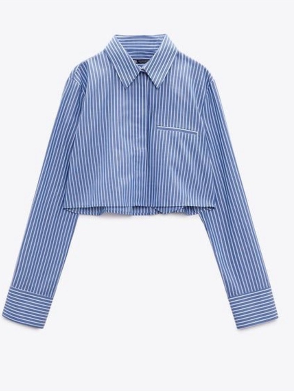 Zara Light Blue Stripe Cropped Shirt